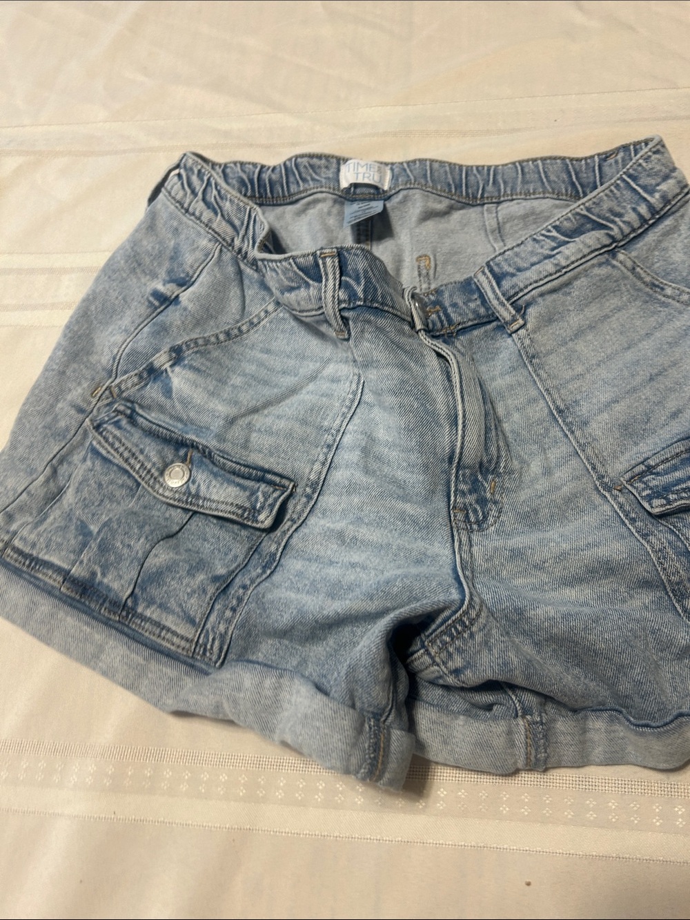 Time and Tru Light Blue Denim Cargo Shorts